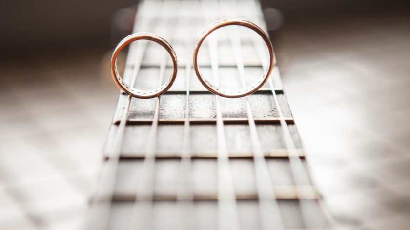 The wedding rings close up