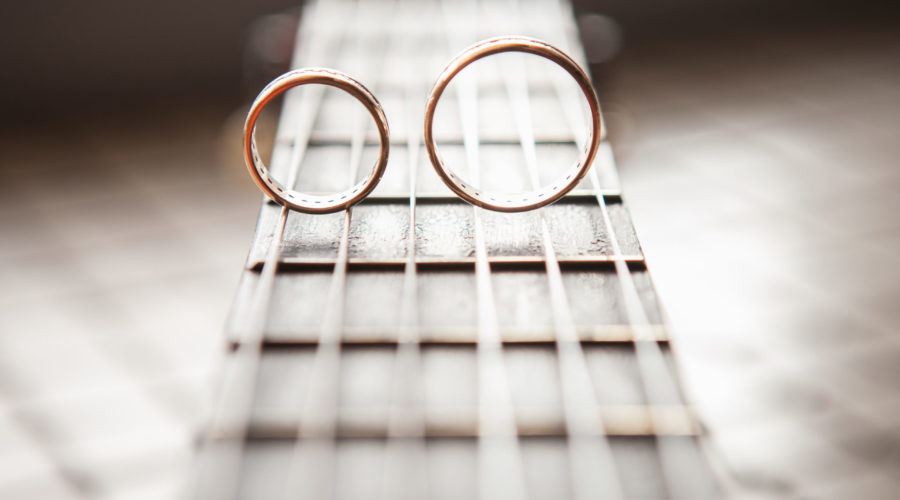 The wedding rings close up