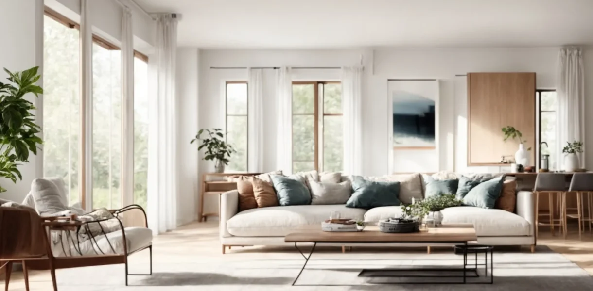 a bright, modern living room with a freshly updated interior showcasing elegant furniture and wide, open spaces.