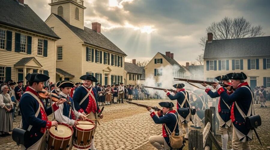 Discover the American Revolution: Causes, Key Events, and Lasting Impact 4 Colonial soldiers in a historical reenactment of the American Revolution, showcasing the spirit of independence